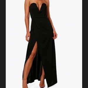 Black wrap bandeau dress